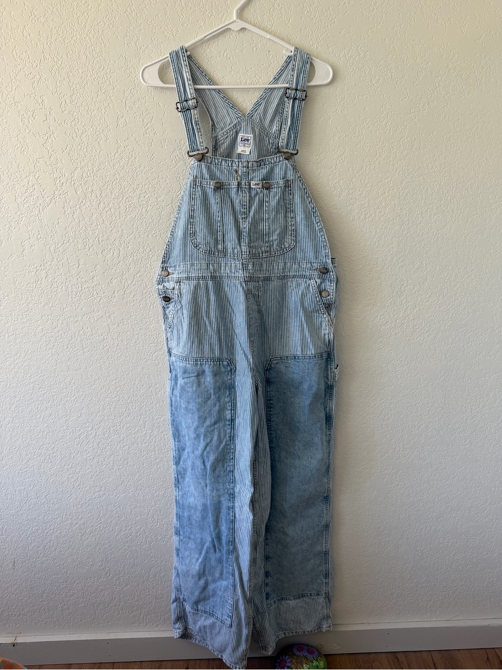 Lee Light Blue Striped & Washed Denim Overalls